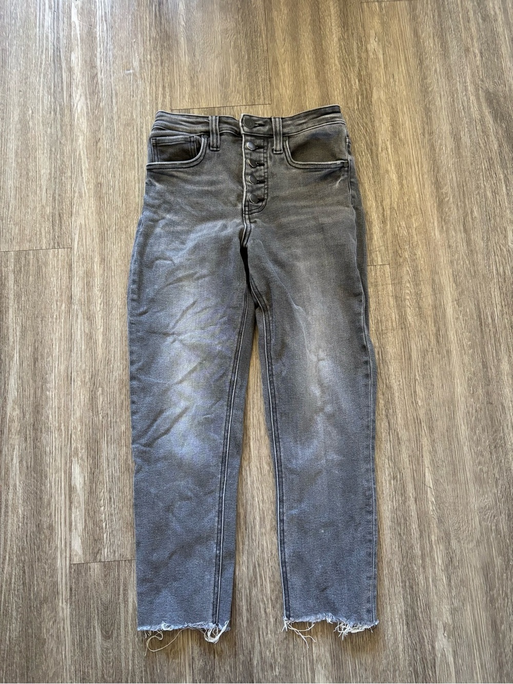 Kut from the Kloth Women's Washed Gray Cropped Button-Fly Jeans